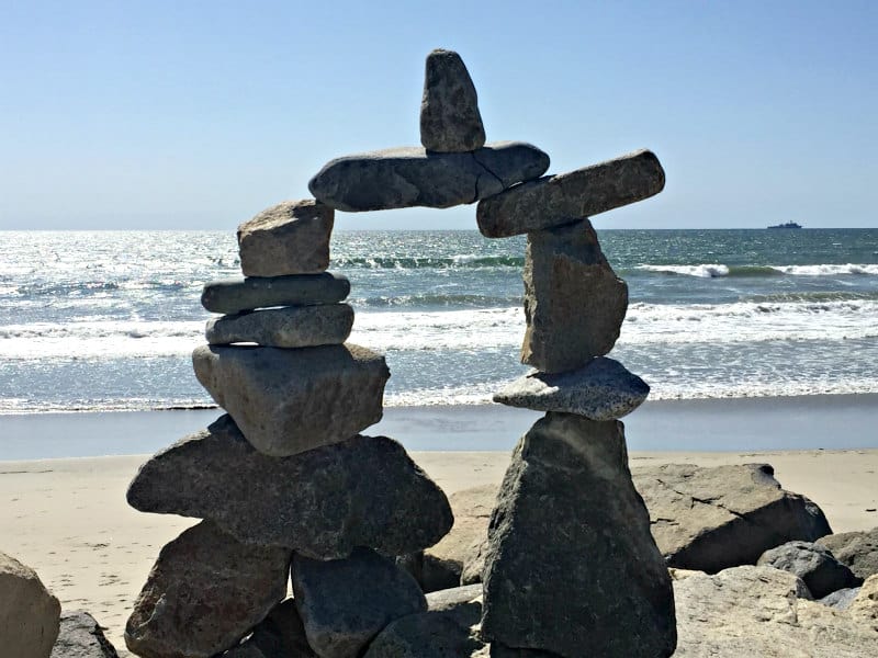 Rock sculpture on Carlsbad beach